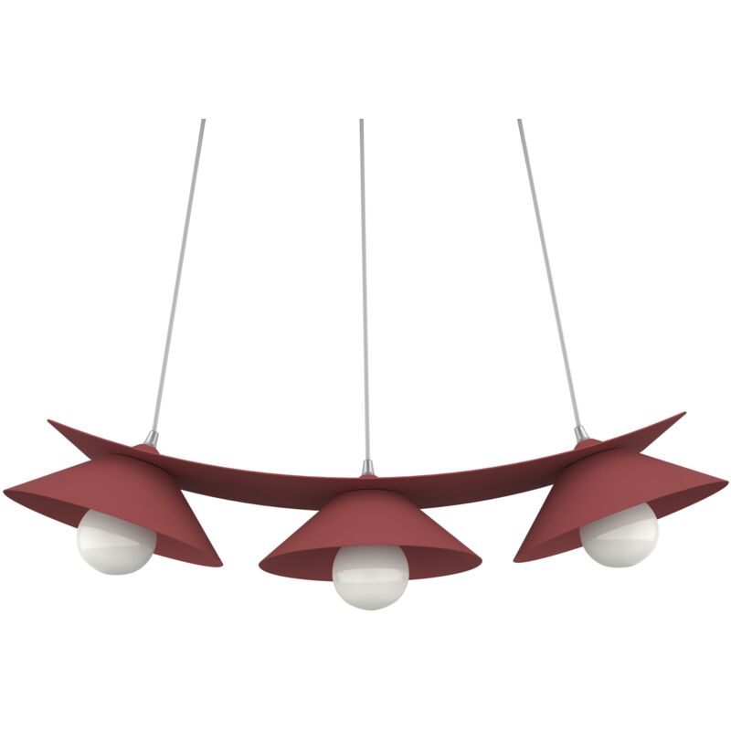 foto del prodotto miller sospensione, 3x e27, max 42w, metallo, rosso cowhide, l.70cm lumicom