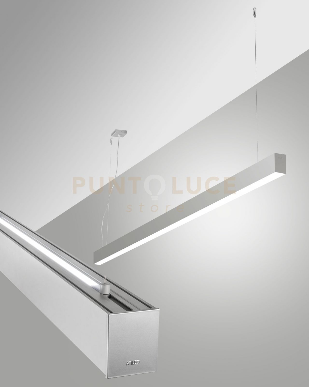 foto del prodotto millet sospensione doppia emissione alluminio a led 3000k 3380 1290lm 23w- 15w opale dimmerabile dali ip40 mt