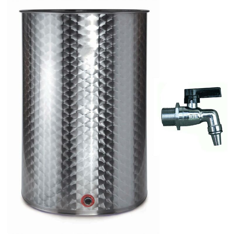 foto del prodotto milo srl botte in acciaio inox 18 10 per olio e vino made in italy bidone, tappo, rubinetto 100 lt