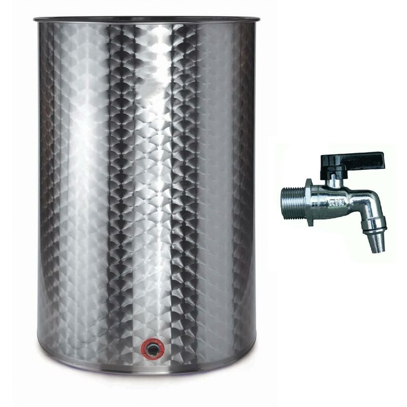 foto del prodotto milo srl botte in acciaio inox 18 10 per olio e vino made in italy bidone, tappo, rubinetto 1000 lt