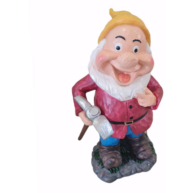 foto del prodotto milo srl sette nani in poliresina da giardino nanetti di biancaneve per aiuola h 40 cm cucciolo
