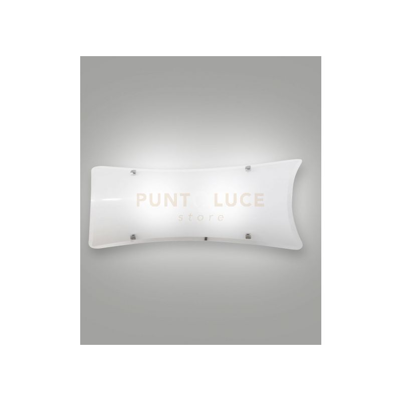 foto del prodotto milton applique bianca 20x50 cm in vetro e metallo 2 luci attacco e27