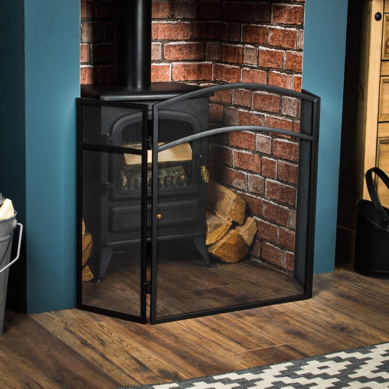 foto del prodotto milton paracamino a sagoma curva, protezione contro le scintille, colore nero home discount