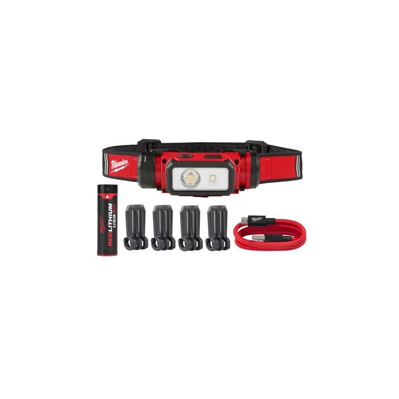 foto del prodotto milwaukee l4 hl2 301 lampada frontale ricaricabile da 600 lumen, compatibile con il casco