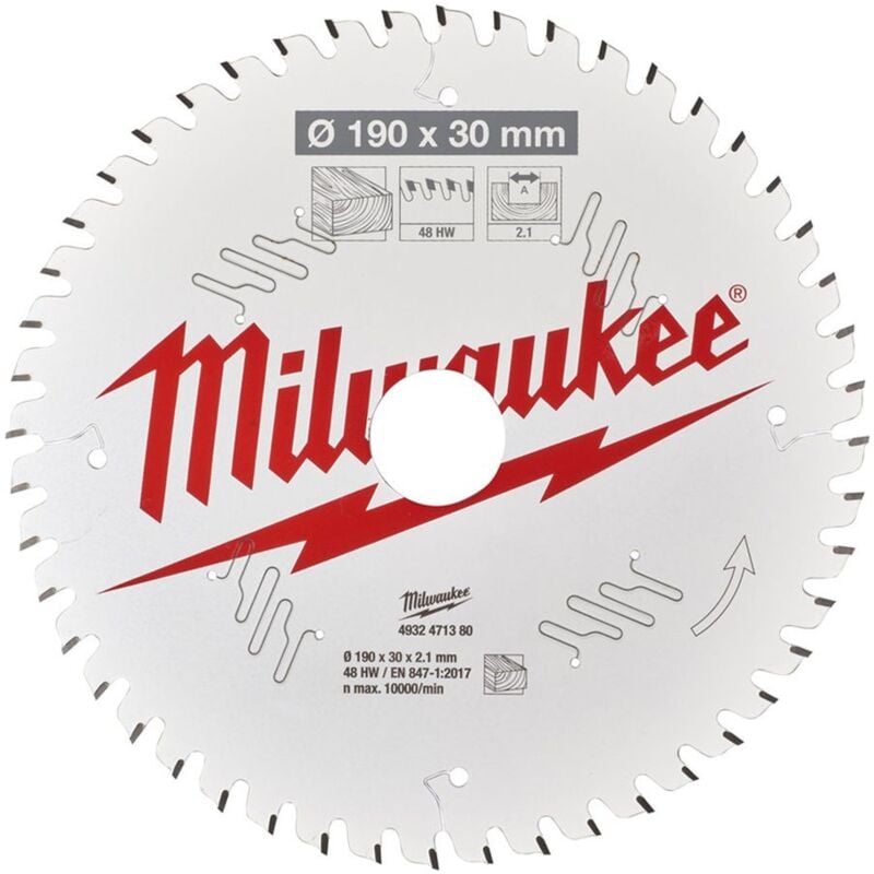 foto del prodotto milwaukee lame per seghe circolari csb p w 190 x 30 x 2,1 x 48atb 4932471380 