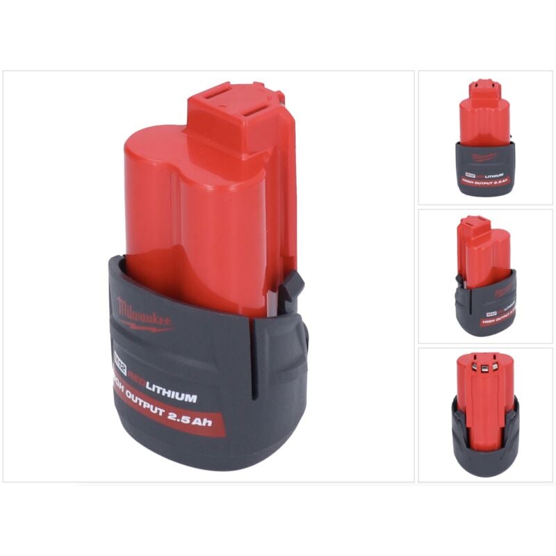 foto del prodotto milwaukee m12 hb2.5 batteria agli ioni di litio ad alta uscita 12 v 2,5 ah 2500 mah 4932480164 