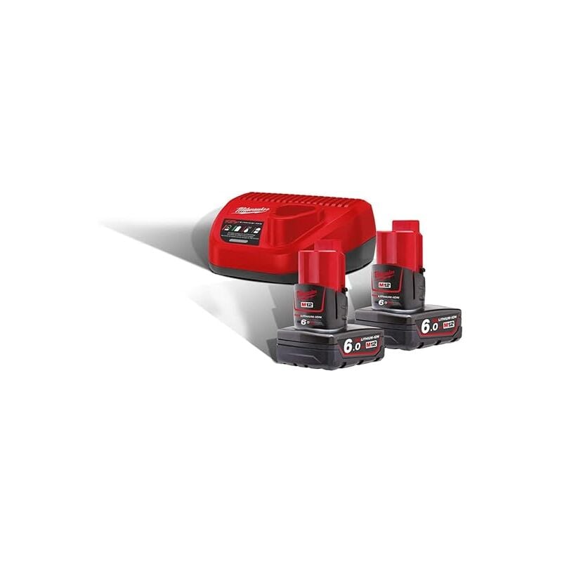 foto del prodotto milwaukee m12 nrg 602 starter set 2x 12 v 6,0 ah 4933451903 li ion battery c12 c charger set