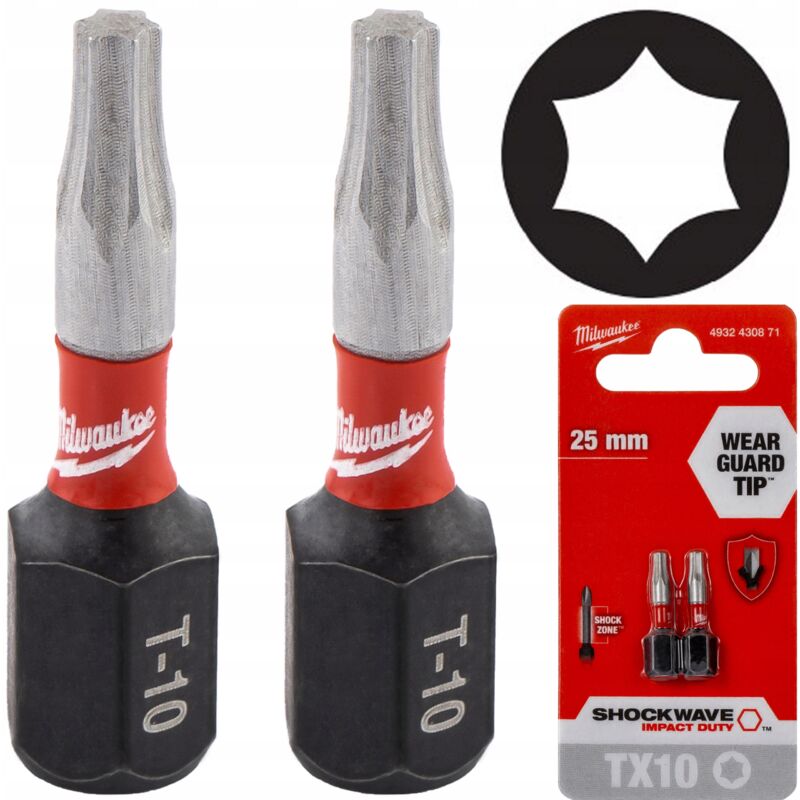 foto del prodotto milwaukee shockwave tx10 bit 25 mm, 2 st ck. 1 