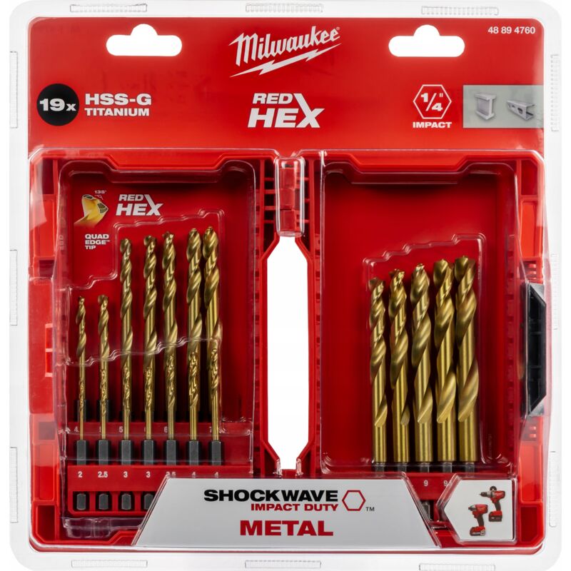 foto del prodotto milwaukee swave hss g zinn metallbohrer 19er set
