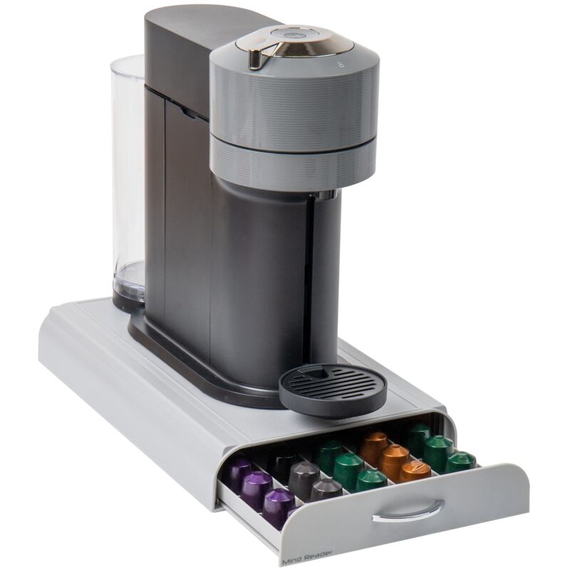 foto del prodotto mind reader anchor per 50 capsule nespresso, cassettiera in cialde color argento