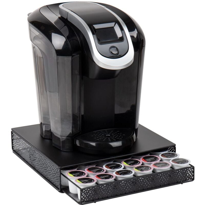 foto del prodotto mind reader network collection, single serve coffee pod drawer, 36 coffee pod capacity, coffee machine base, solid metal top with decorative mesh