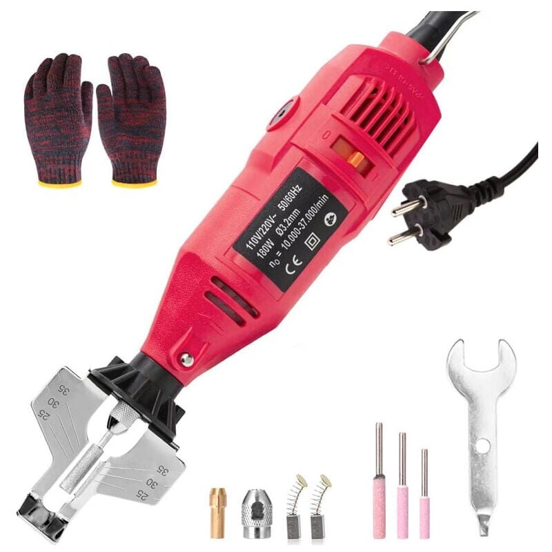 foto del prodotto mini affilatrice per motoseghe, sistema di affilatura per motoseghe elettriche da 180 w con mole di tre dimensioni, 37.000 giri min.