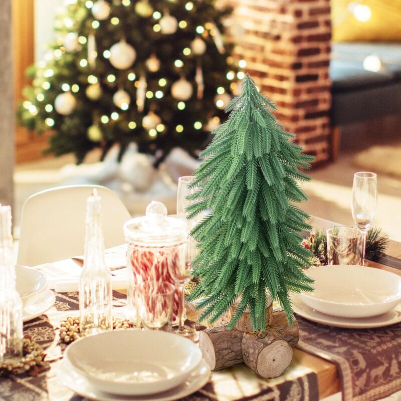 foto del prodotto mini albero di natale artificiale, piccolo ornamento da tavola, rami in pe pvc, decoraizone natalizia, con base, per casa camera e ufficio pe, 40