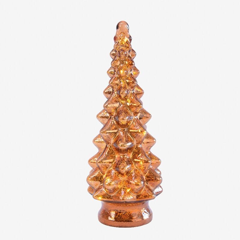 foto del prodotto mini albero in vetro con 8 led h 24 cm