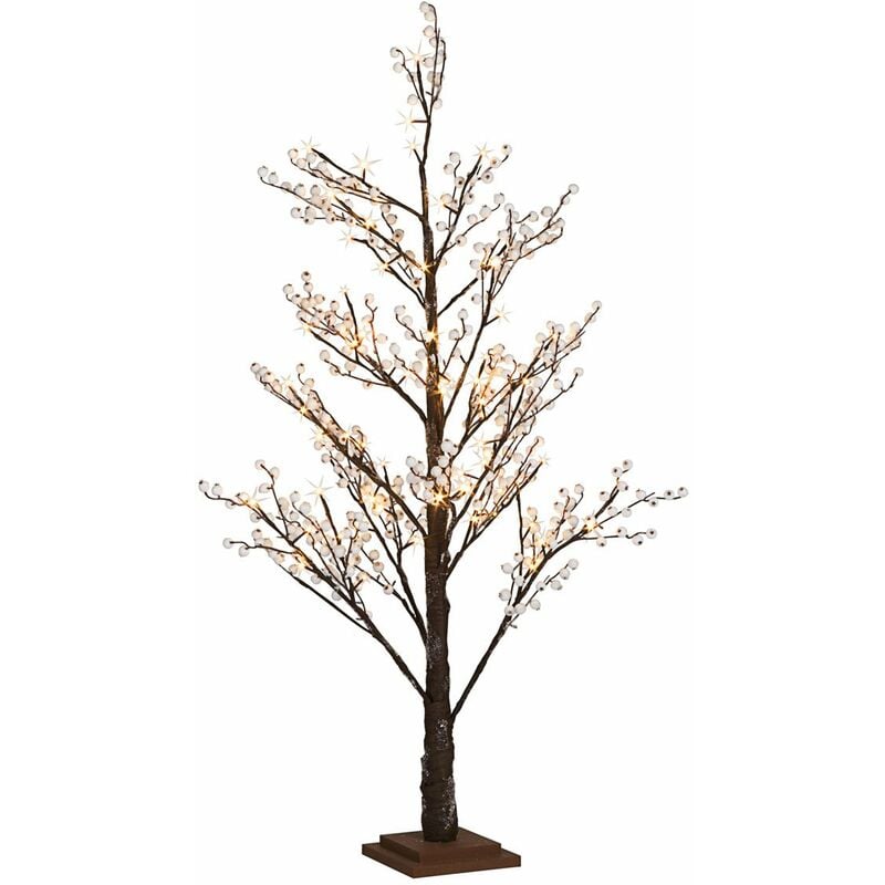 foto del prodotto mini albero natale con luci led e bacche decorazione natalizia alberello glow dimensioni 60 cm h 72 led