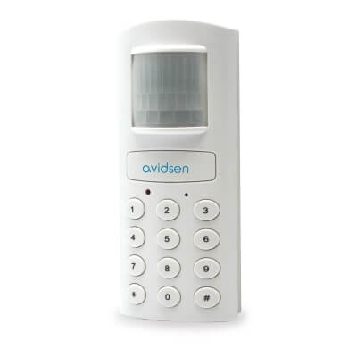 foto del prodotto mini allarme a combinazione numerica con rilevatore di movimento e sirena 100db avidsen