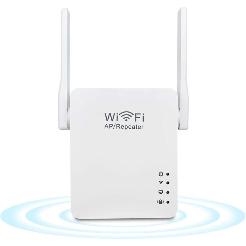 foto del prodotto mini amplificatore di segnale wi-fi da 2,4 ghz con porta lan da 300 mbps, ricarica usb, cavo di rete ethernet, compatibile con tutti i dispositivi