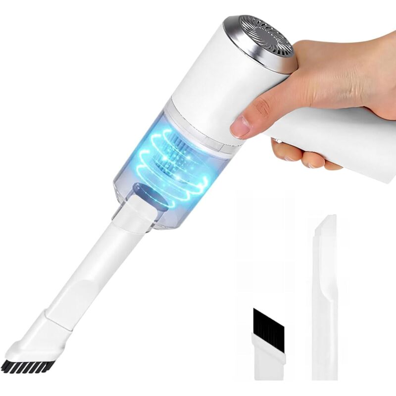 foto del prodotto mini aspirapolvere portatile senza fili, 6000pa 120w, piccolo e potente, per auto e cucina, bianco lablanc