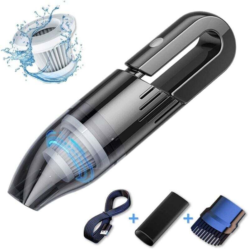 foto del prodotto mini aspirapolvere portatile senza fili con potente aspirazione da 6 kpa e potenza elevata da 120 w, ricarica rapida per peli di animali domestici,
