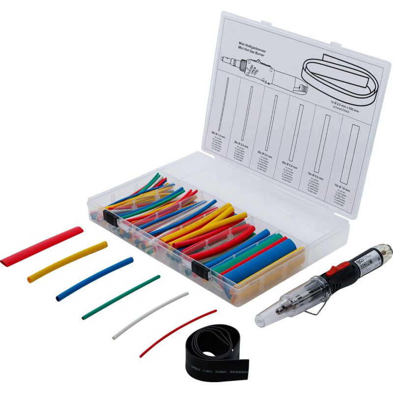 foto del prodotto mini bruciatore a gas caldo con assortimento manicotti termorestringenti colorate per accensione piezoelettrica 162 pz.