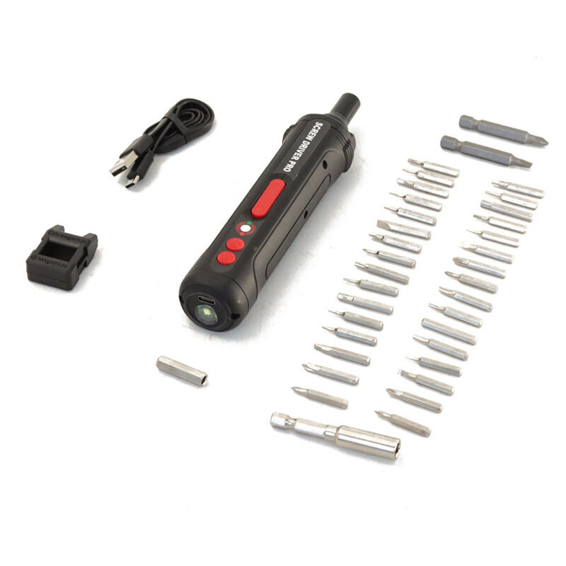 foto del prodotto mini cacciavite elettrico a batteria da 4 v, set di cacciaviti di precisione da 1,5 ah, 3 velocit , luce led, molti accessori inclusi