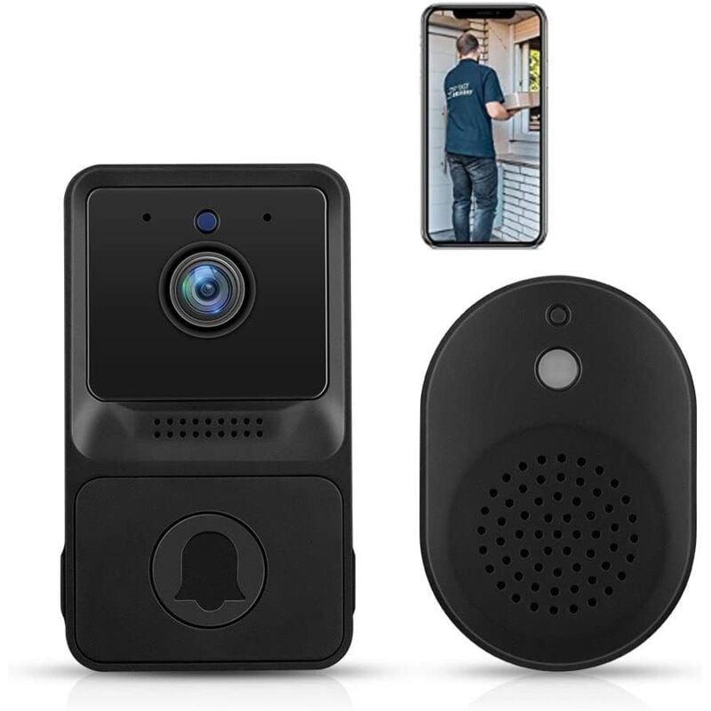 foto del prodotto mini campanello video wireless wifi, campanello video wireless remoto, citofono smart home, visione notturna hd, ricarica wifi, campanello antifurto,