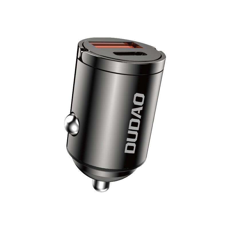 foto del prodotto mini caricabatteria da auto per presa accendisigari 48w qc pd, nero