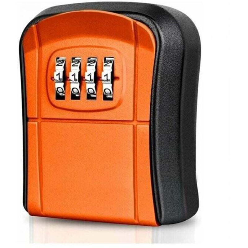 foto del prodotto mini cassaforte per chiavi da montare a parete per esterni arancione , con codice digitale a 4 cifre, impermeabile, ideale per casa, scuola,