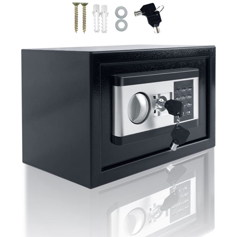 foto del prodotto mini cassaforte per la casa cassaforte elettrica impermeabile ignifuga da 34 litri con illuminazione interna, vano batteria e chiave di sicurezza