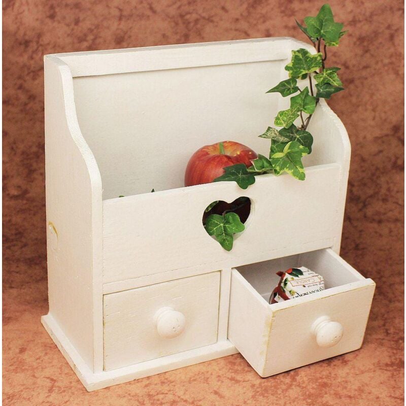 foto del prodotto mini cassettiera cassettiera con 2 cassetti 12236 scaffale 28 cm portagioie scaffale shabby