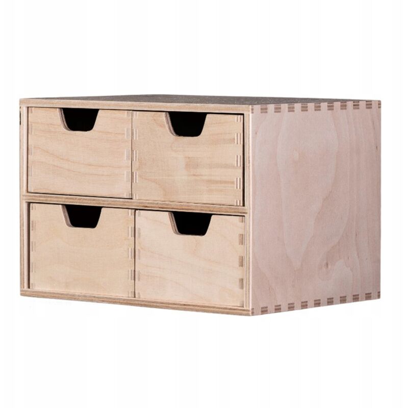 foto del prodotto mini cassettiera organizer da scrivania scatola in legno con scomparti, 4 cassetti