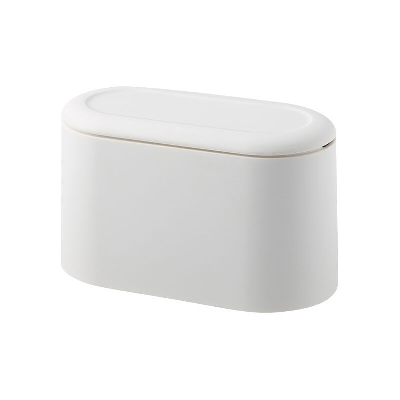 foto del prodotto mini cestino con coperchio, piccolo cestino, cestino da scrivania, mini cestino da banco, micro cestino, bianco