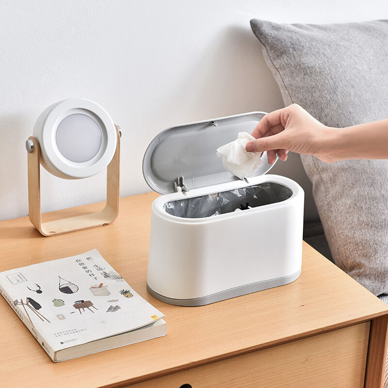 foto del prodotto mini cestino mobile piccolo cestino da banco cestino bianco sollbry