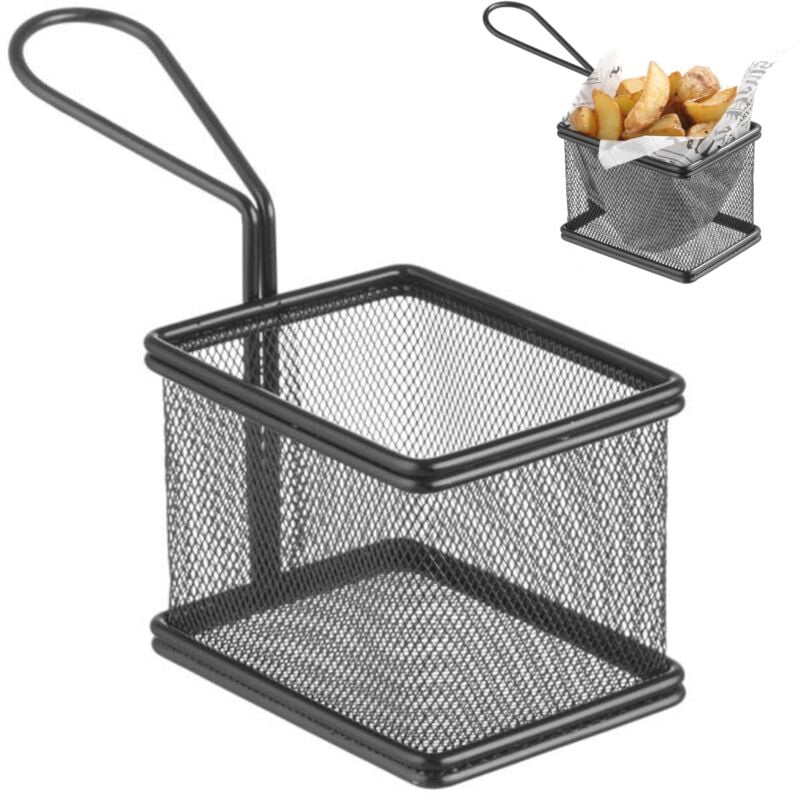 foto del prodotto mini cestino per servire snack fritti con manico 100x80x75 mm hendi 425619