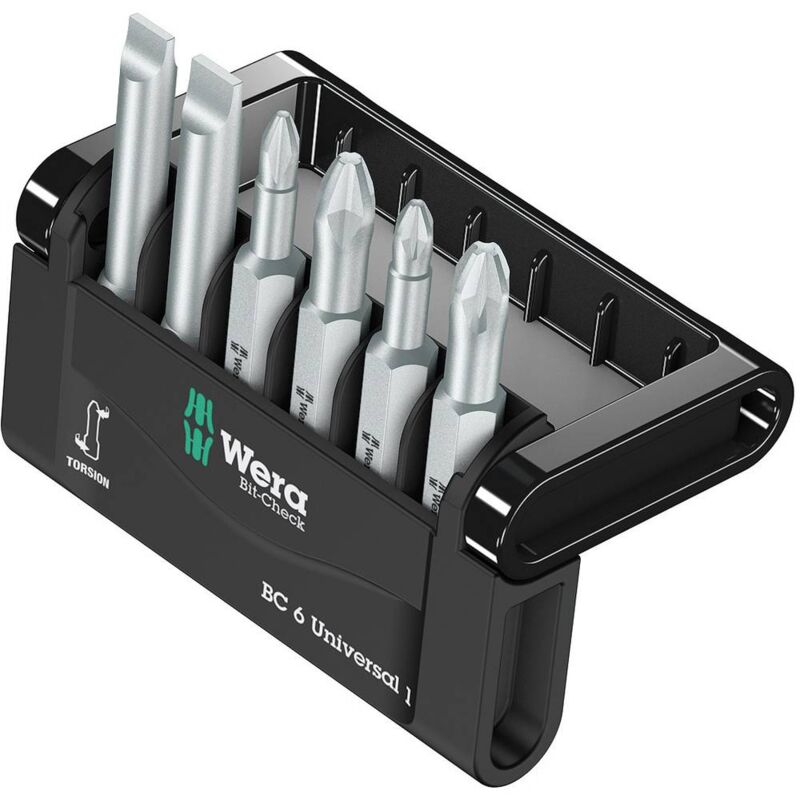 foto del prodotto mini check, 50 mm 05056474001 kit inserti 6 parti taglio, croce phillips, croce pozidriv wera