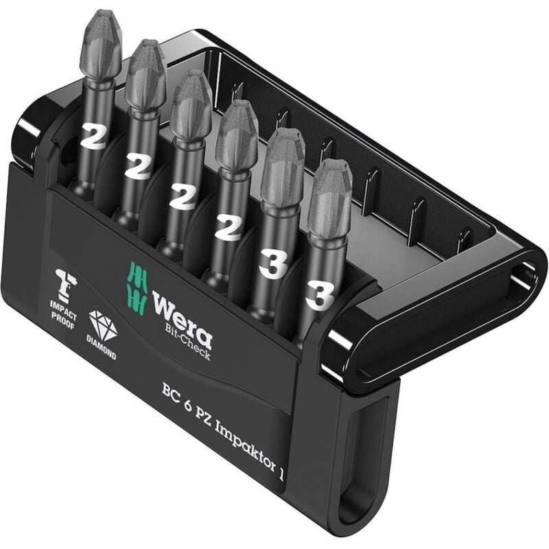 foto del prodotto mini check impaktor 3 05057692001 kit inserti 6 parti croce pozidriv tecnologia impaktor wera