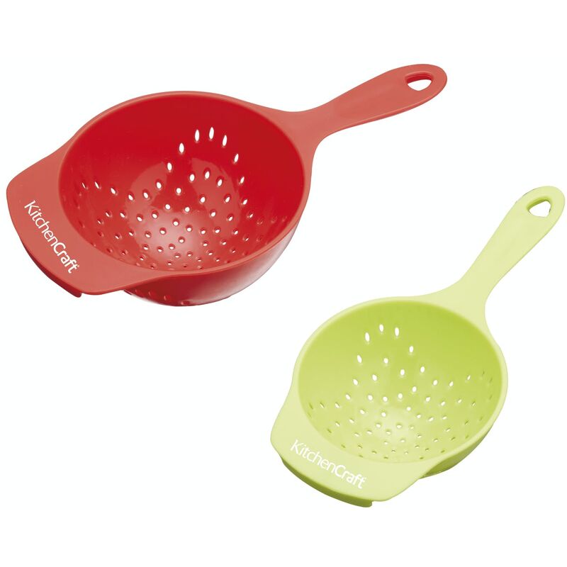 foto del prodotto mini colino per mangiare sano of plastica, rosso/verde (confezione of 2)