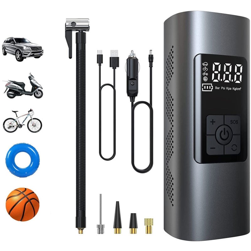 foto del prodotto mini compressore ad aria auto portatile gonfiatore ricaricabile display led auto