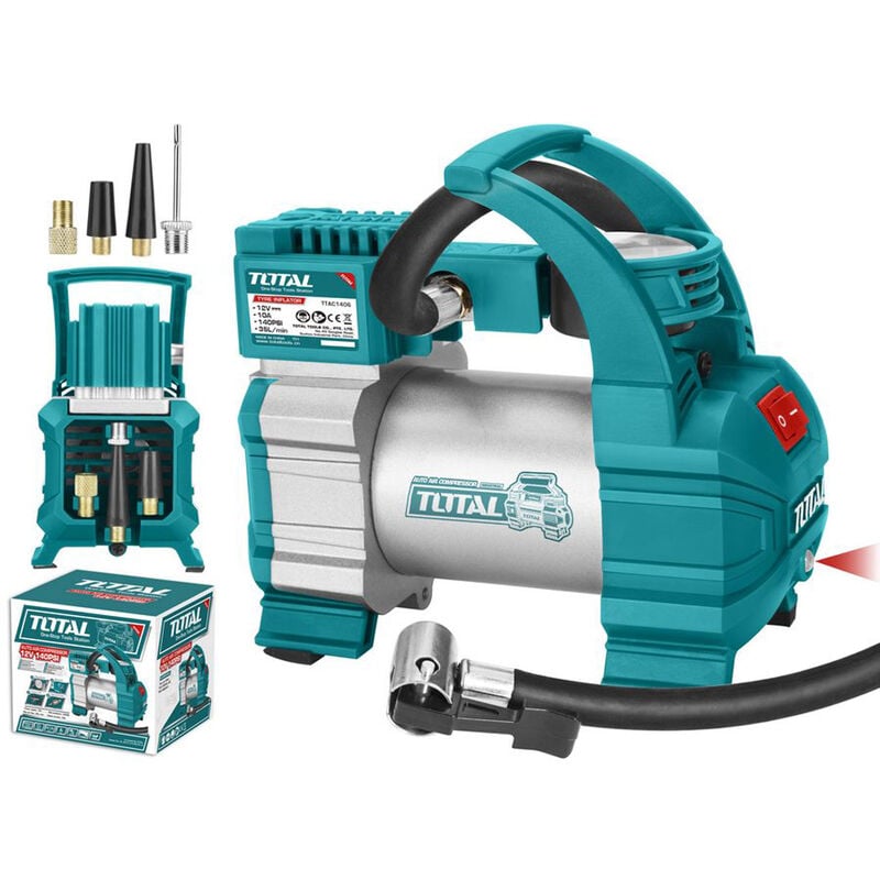 foto del prodotto mini compressore aria portatile auto 12v gonfiatore ruote 140psi total