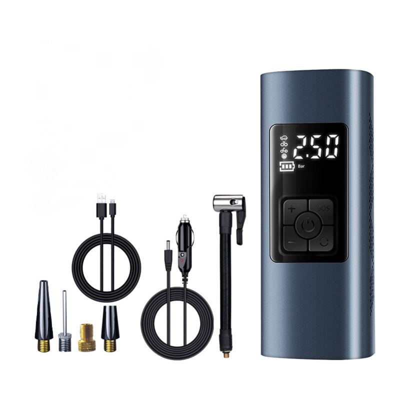 immagine 0 del prodotto mini compressore d aria portatile da 6000 mah, pompa per bici elettrica da 150 psi con display lcd digitale