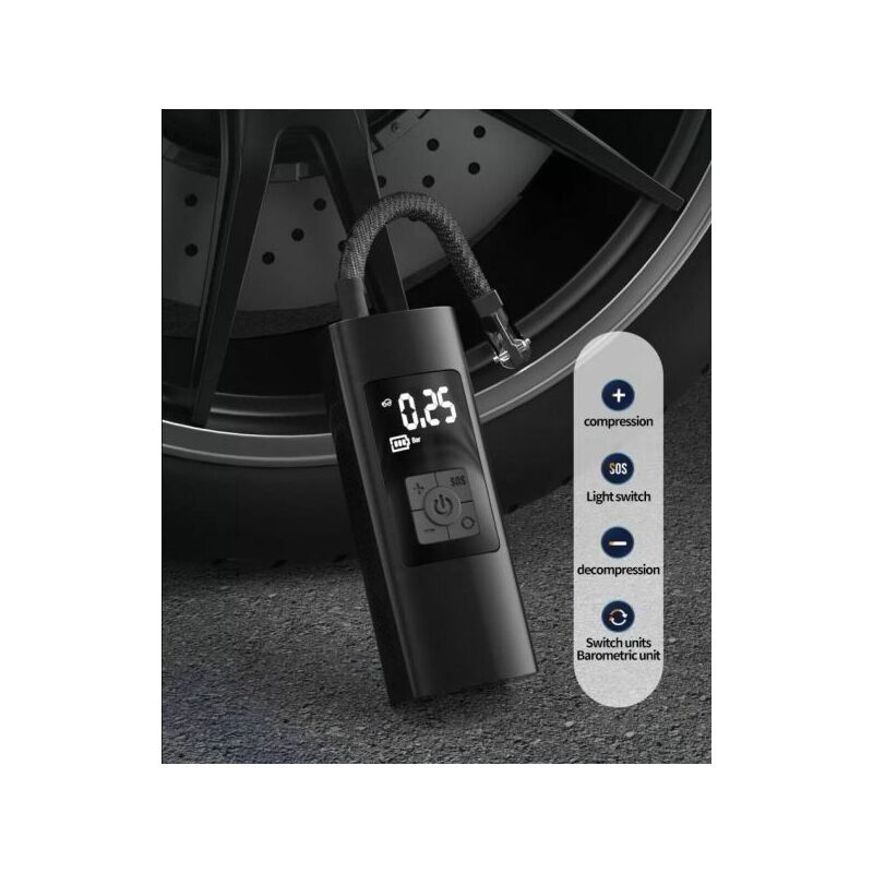 foto del prodotto mini compressore portatile gonfiatore ricaricabile display led moto auto 86014