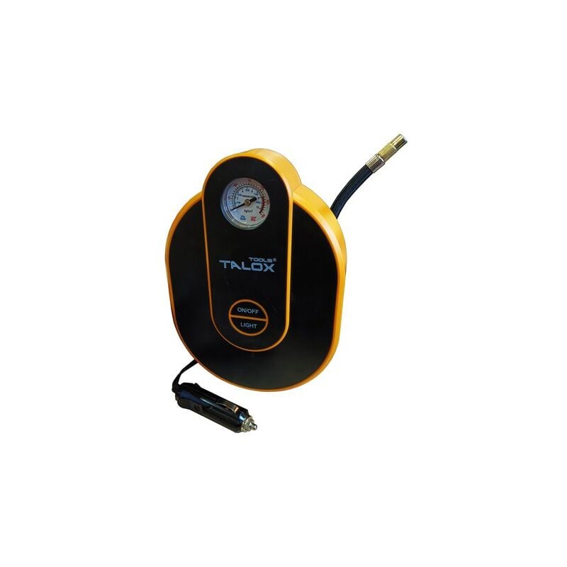 foto del prodotto mini compressore talox per gonfiare con attacco auto 12v e 3 ugelli 690003