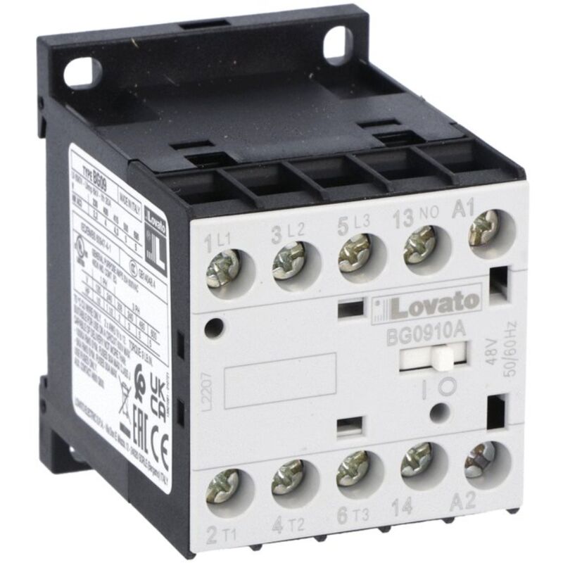 foto del prodotto mini contattore lovato tripolare 9a bobina ac 110v 1na 11bg0910a110