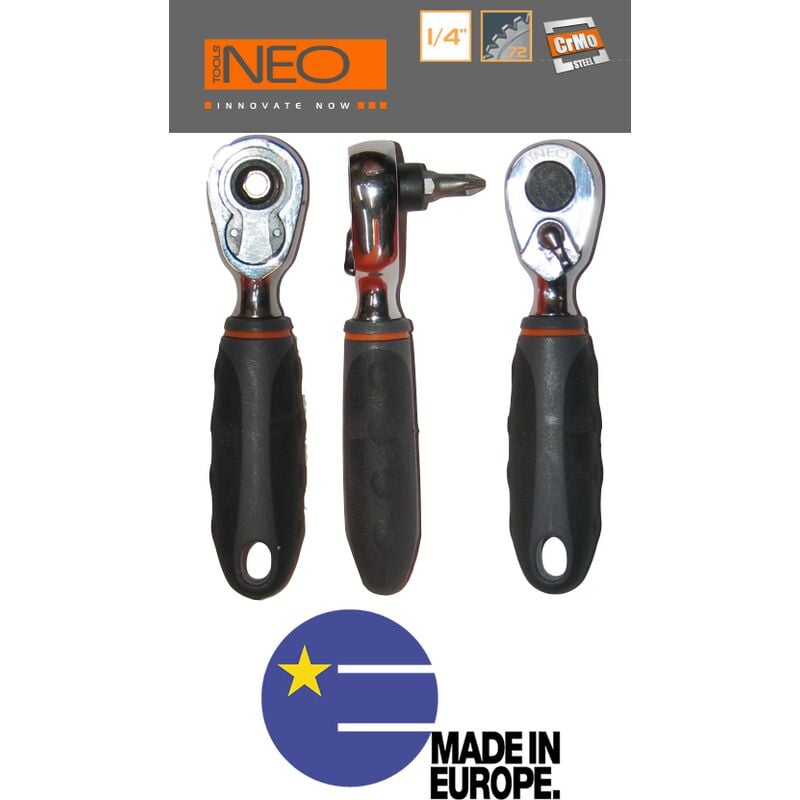 foto del prodotto mini cricchetto 100mm per inserti 1 4 48 denti 08 512 neo tools