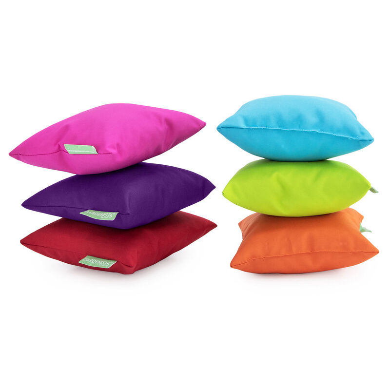 foto del prodotto mini cuscini sparsi per giardino, cuscini misti, set cuscini idrorepellenti per soggiorno 18x18 cm, cuscini quadrati piccoli in poliestere per