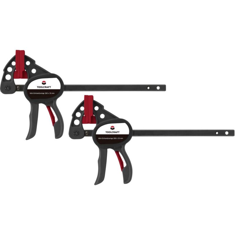 foto del prodotto mini einhandyzwinge 100x35 mm kit da 2 pz. toolcraft 1669393 apertura max. 100 mm dimensione del prodotto, lunghezza 