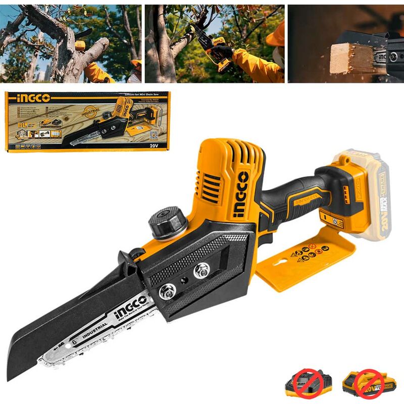 foto del prodotto mini elettrosega a batteria 20 v barra 15 cm brushless solo corpo ingco cgsli2068