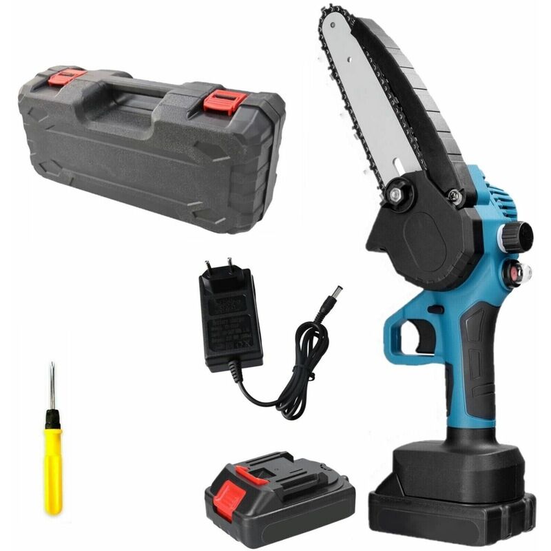 foto del prodotto mini elettrosega doppia batteria 24v 2,0ah motosega elettrica lama 6 