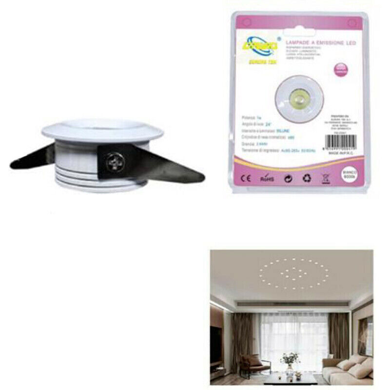 foto del prodotto mini faretto led 1w soffitto tondo incasso molla 4cm led bianco freddo 6000k