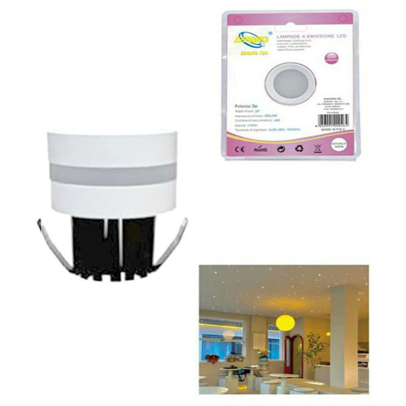 foto del prodotto mini faretto led 3w soffitto tondo incasso molla 4cm led bianco naturale 4000k